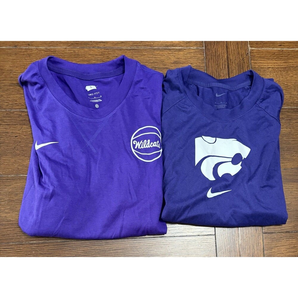 Men’s Kansas State Wildcats Nike Size M Player Issued Purple T Shirts Lot Of 2